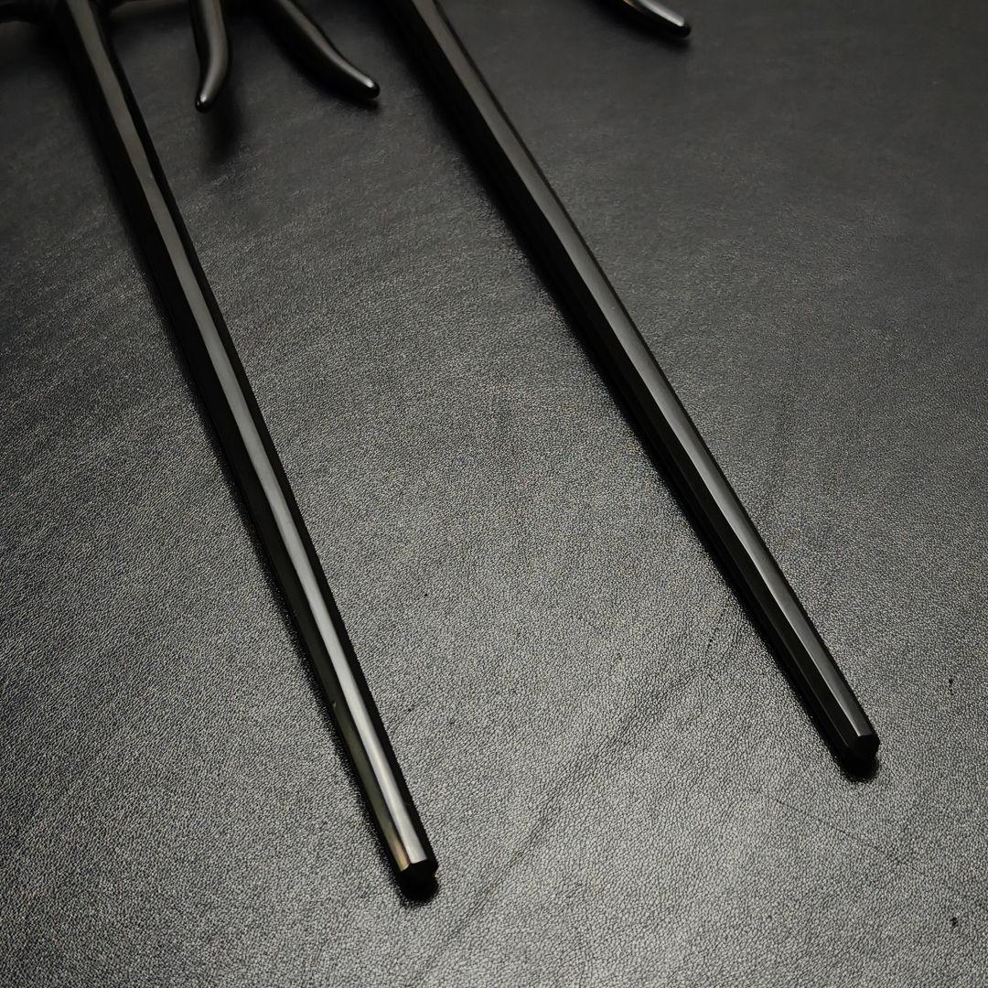 み*屋様 武具　十手　48CM　2本セット　黒メッキ　釵　琉球古武術　鉄製　古武