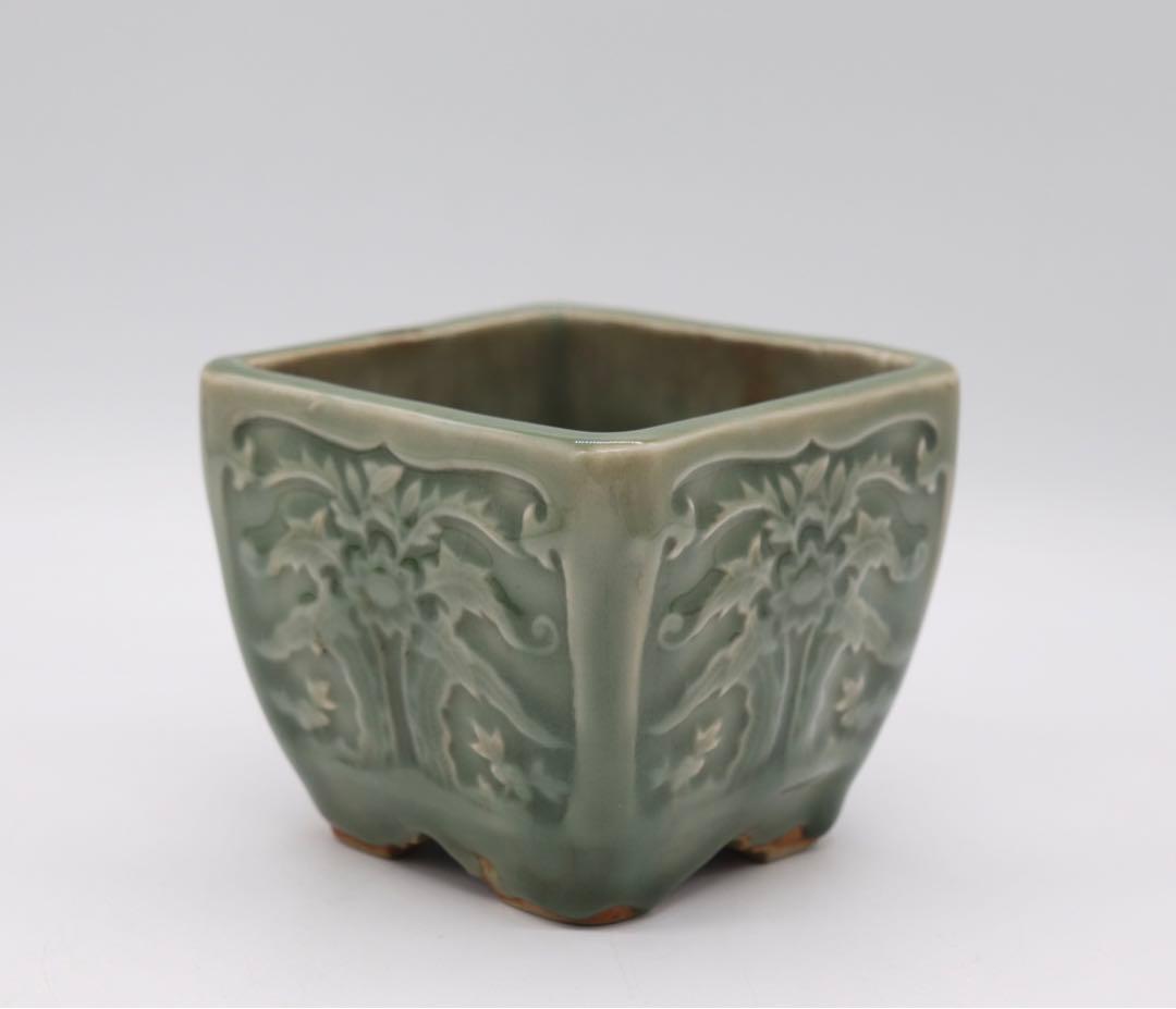 青磁　角香炉　龍泉青磁　送料込み0425