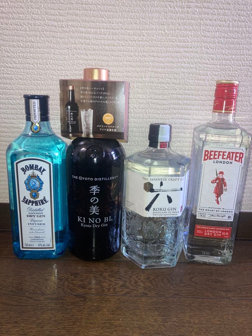 新品未開栓ジン4種類サントリー六、季の美、ボンベイサファイア、ビフィーター