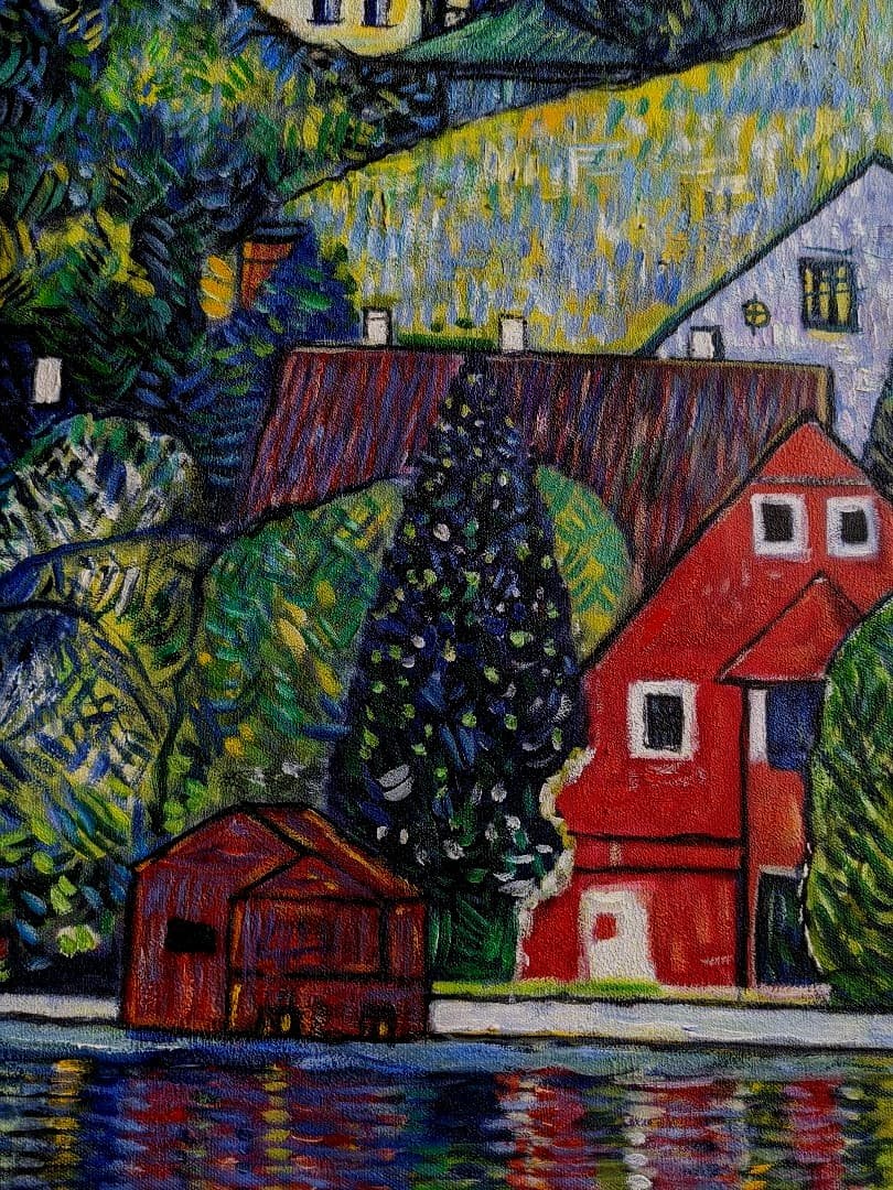 油絵　素晴らしいクリムトの風景画　美術アカデミー学生による完璧模写の本格的油絵