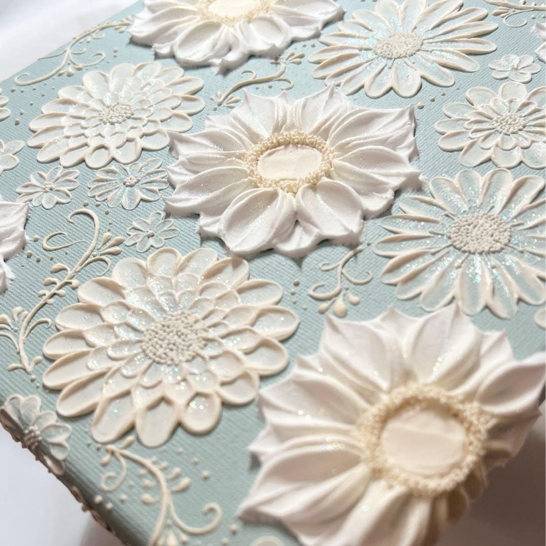 テクスチャーアート　絵画　インテリアアート　立体　花　絵　ボタニカルアート　現代