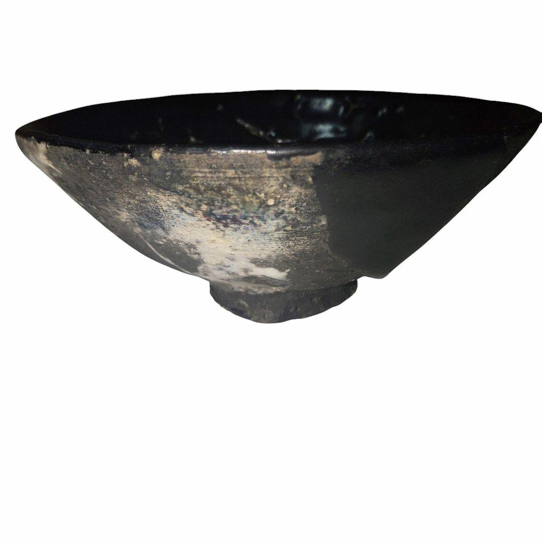 瀬戸黒茶碗　梅花皮手抹茶茶碗　茶道