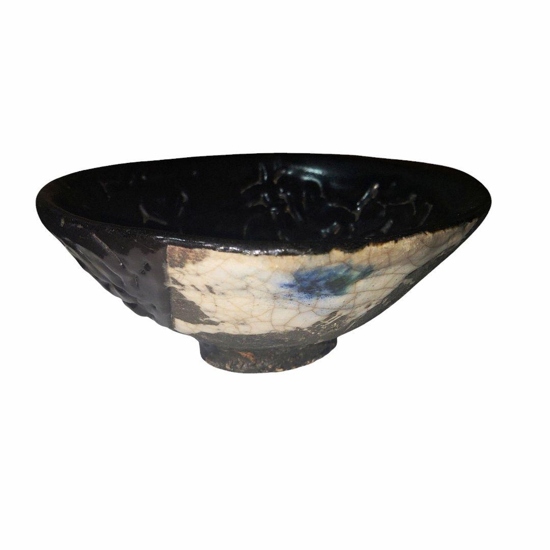 瀬戸黒茶碗　梅花皮手抹茶茶碗　茶道