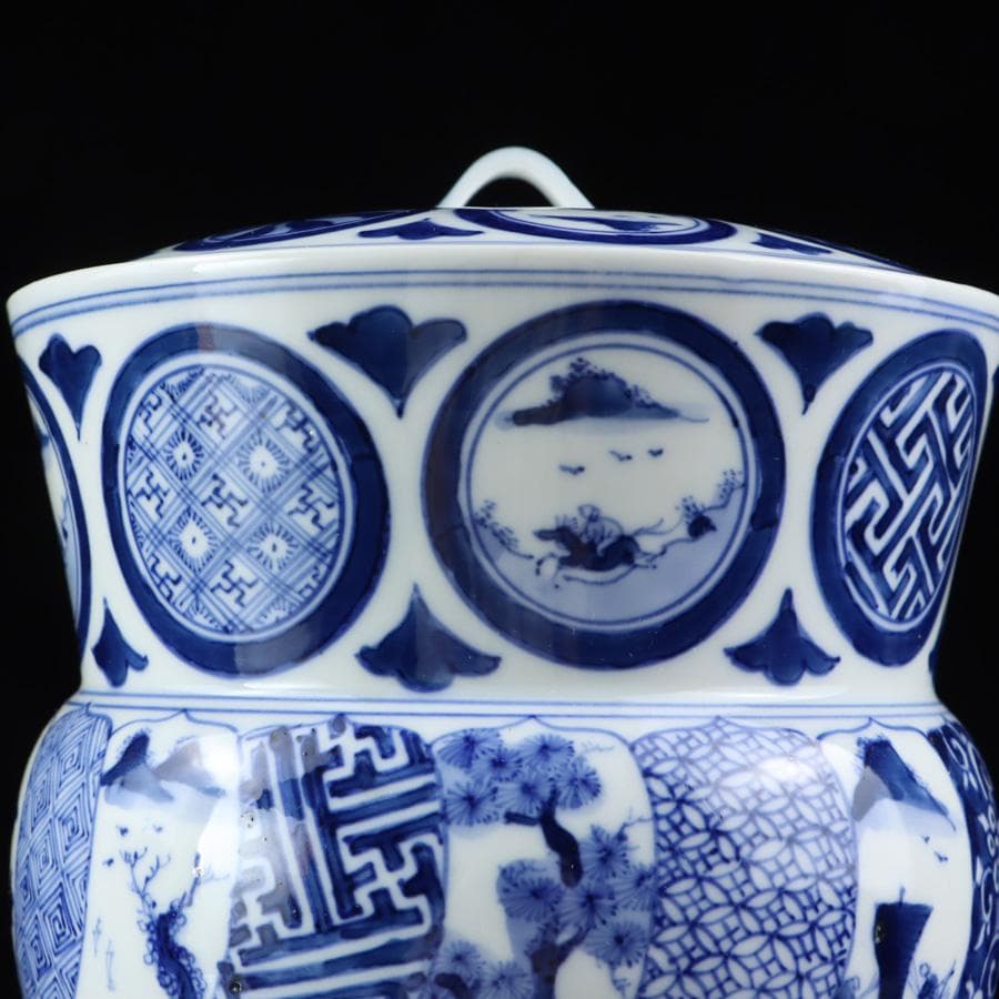 Y2904-4 茶道具 平安 春峰造 祥瑞丸文水指 共箱　　#14