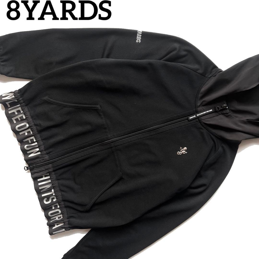 8YARDS ハチヤーズ　パーカー　切り替え　レディース　ゴルフ　S 黒　ロゴ