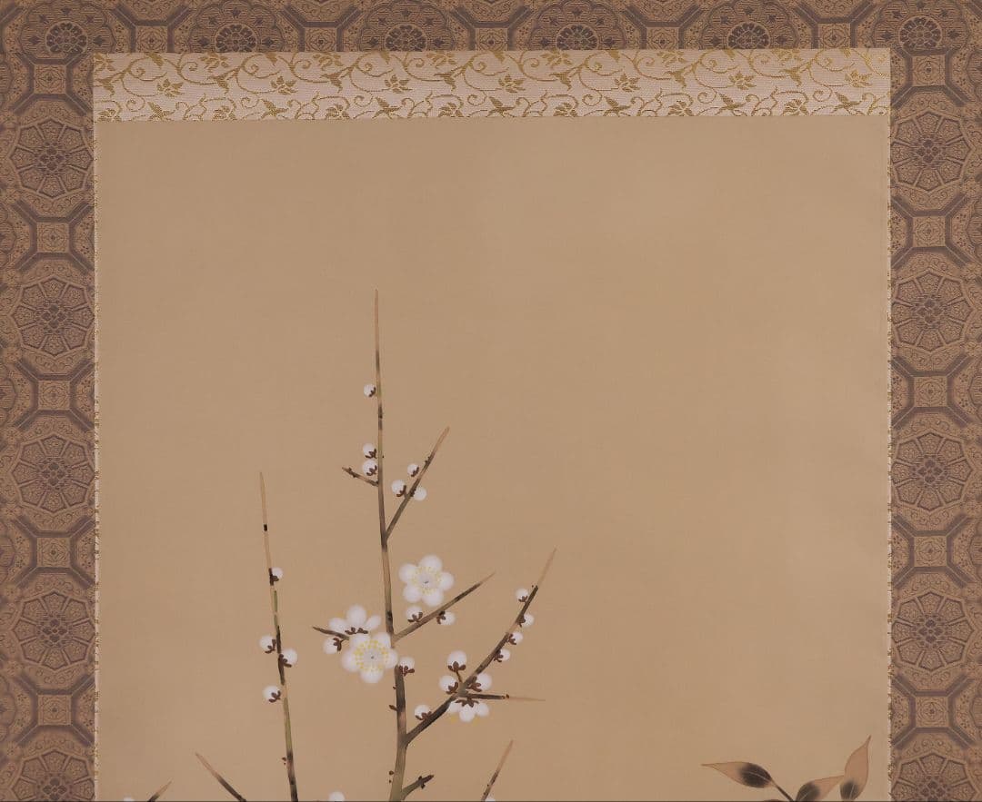 【模写】日本画 光翠 四季花 絹本 掛軸 彩色 草花 MA986