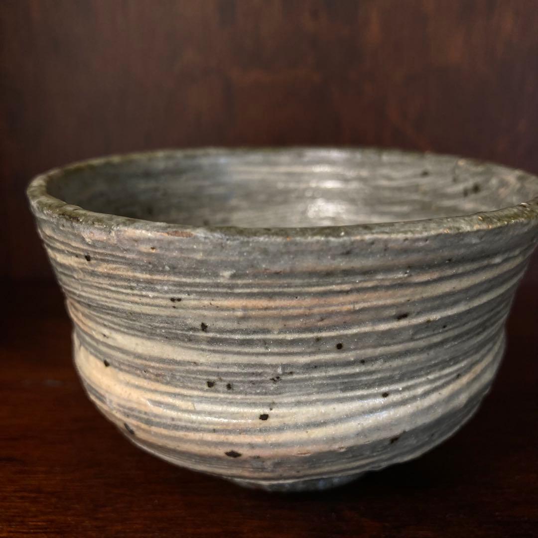 吉田明　刷毛目　三島　小服碗・湯呑　李朝　見事な花三嶋