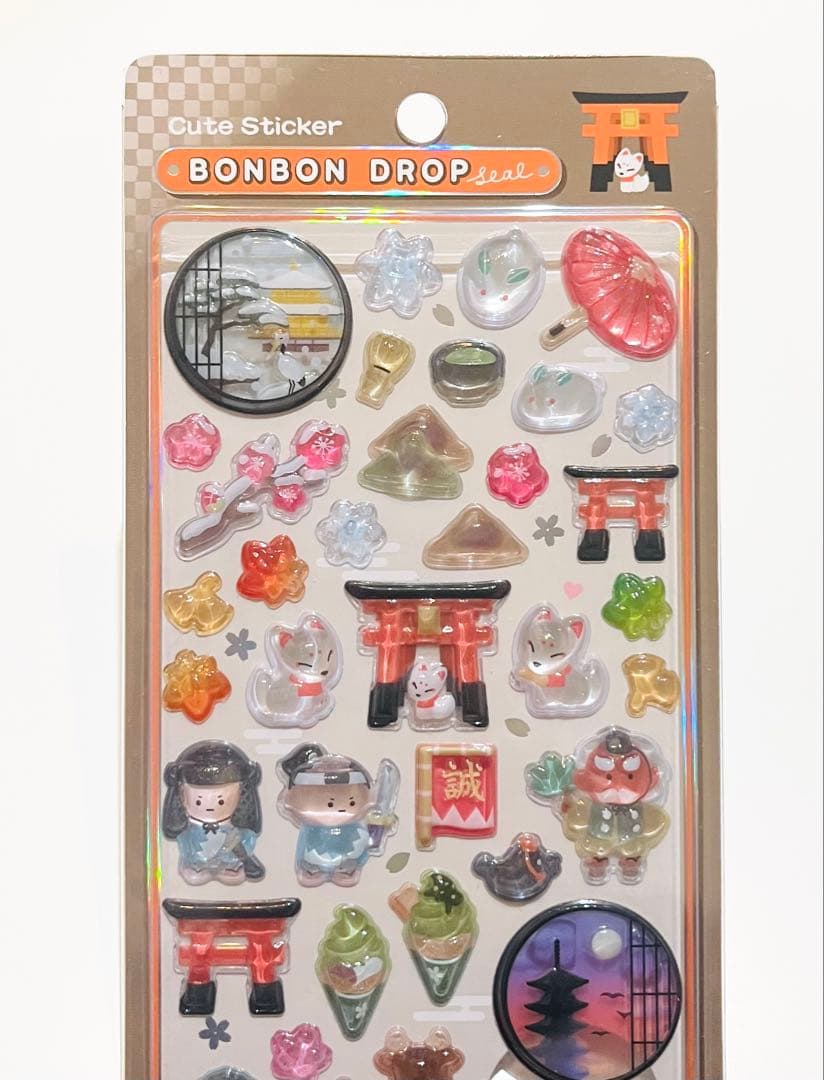 ボンボンドロップシール　和柄　8枚