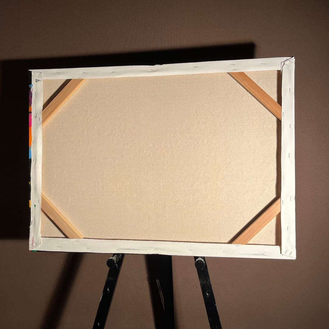 手書き油絵 七色の象 絵画 インテリア 油彩画