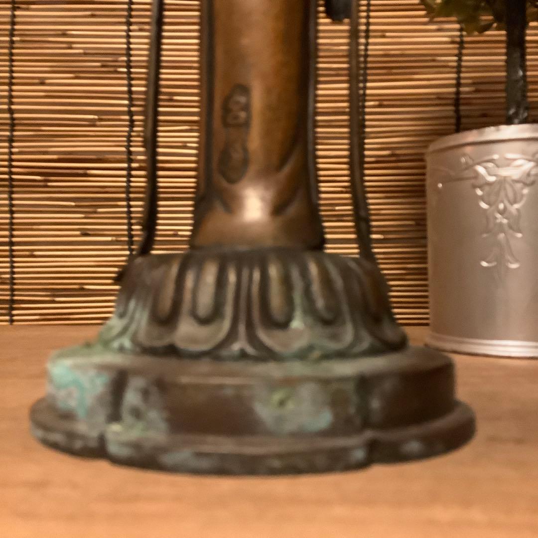 大正〜昭和期「聖観世音菩薩立像」仏教三大信仰・観音経・般若心経・銅・仏師銘刻印