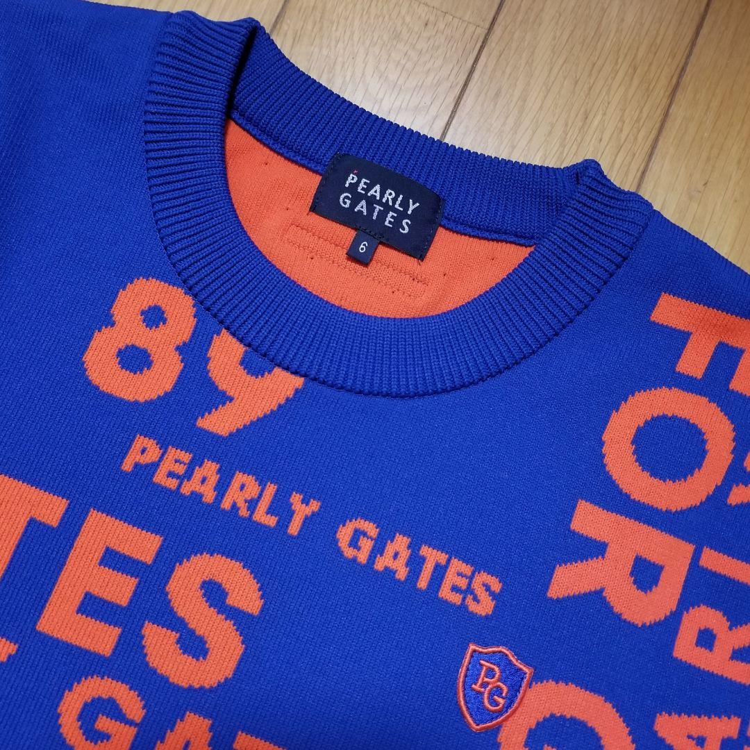 美品PEARLY GATES ジャガードニットセーター ロゴ総柄　サイズ6