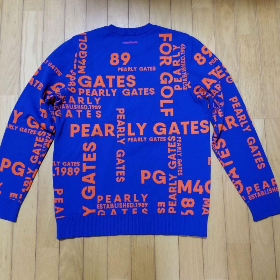 美品PEARLY GATES ジャガードニットセーター ロゴ総柄　サイズ6