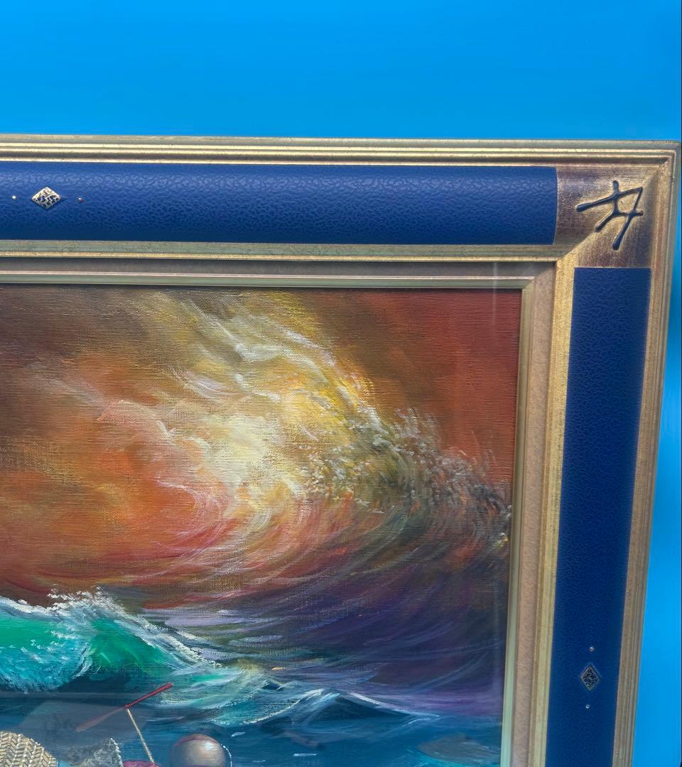 安*雄様 八代亜紀 『海への想い（静）』 油彩画 直筆サイン入り ミリオンアート