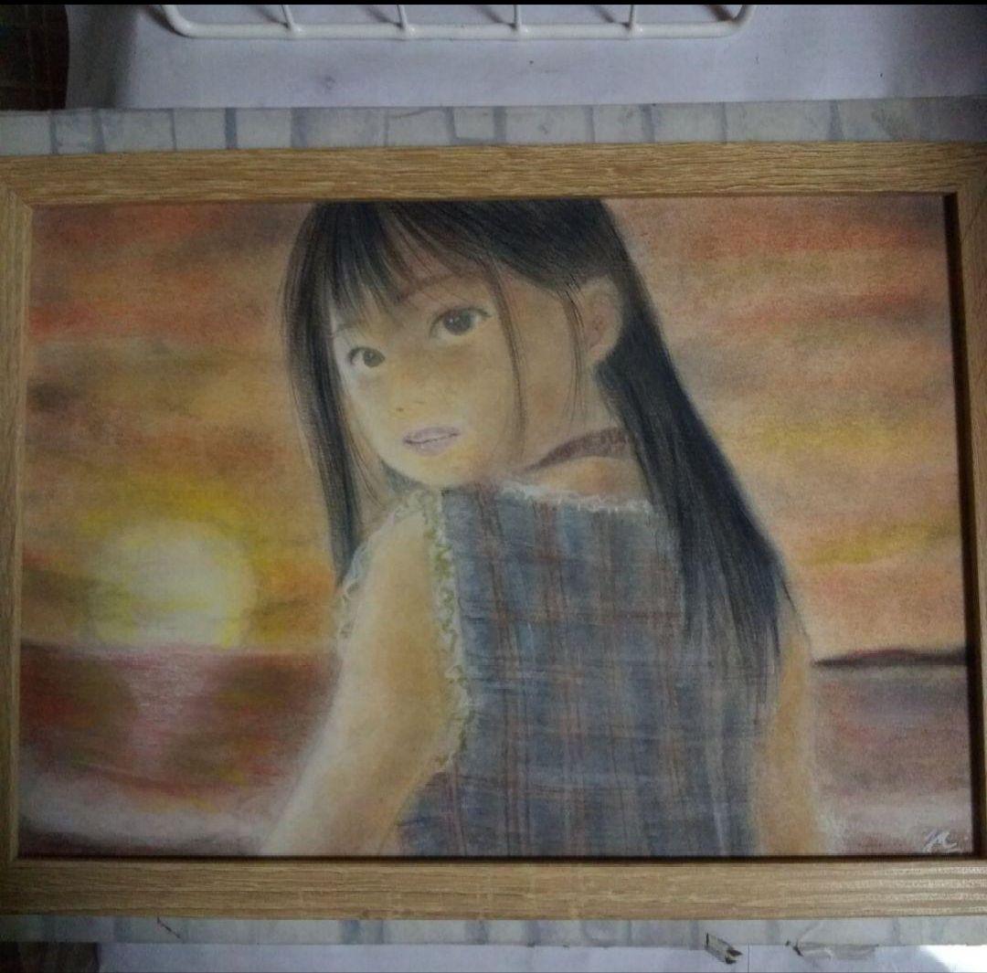 【匿名配送】絵画　「ノスタルジア」アート 原画　A4サイズ額つき