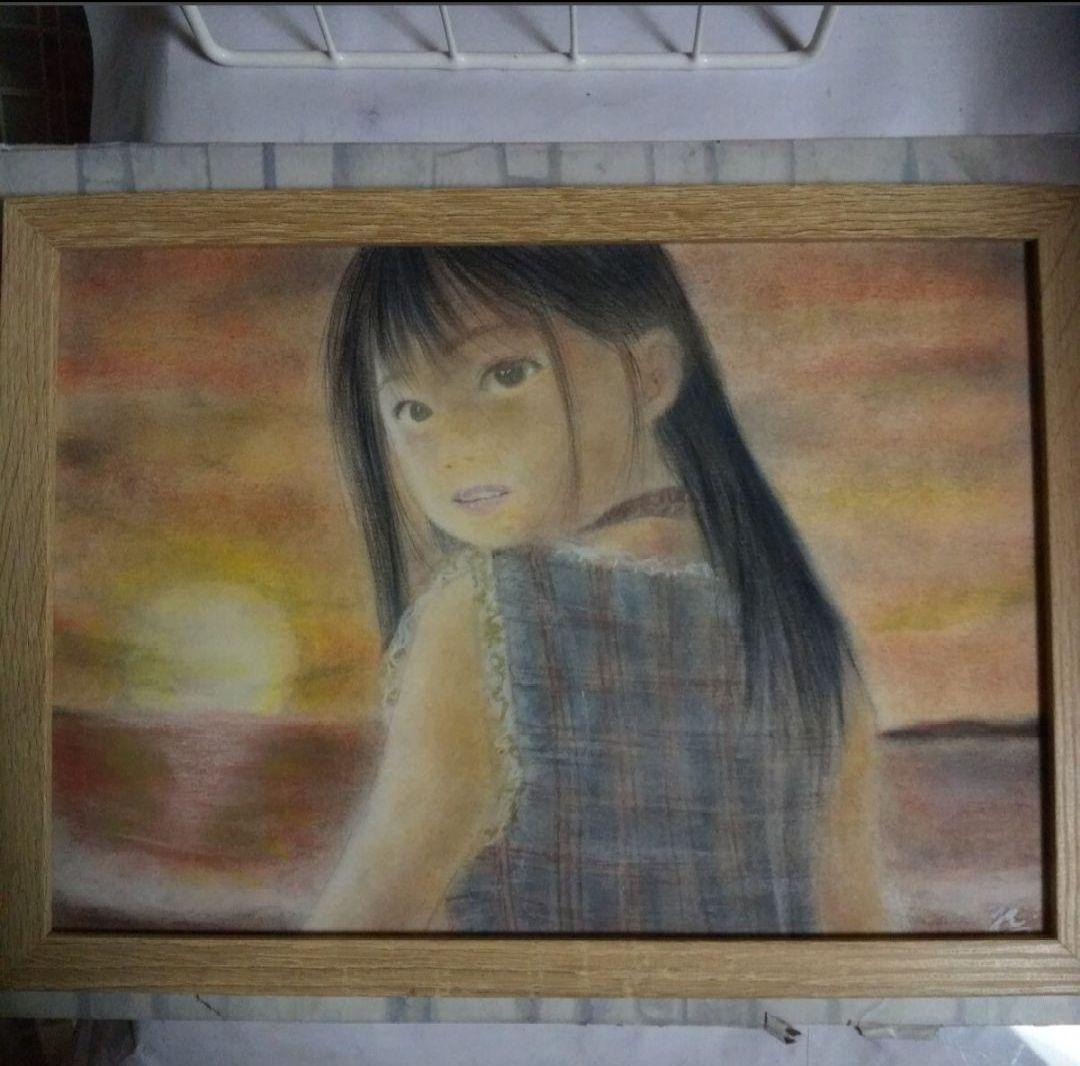 【匿名配送】絵画　「ノスタルジア」アート 原画　A4サイズ額つき