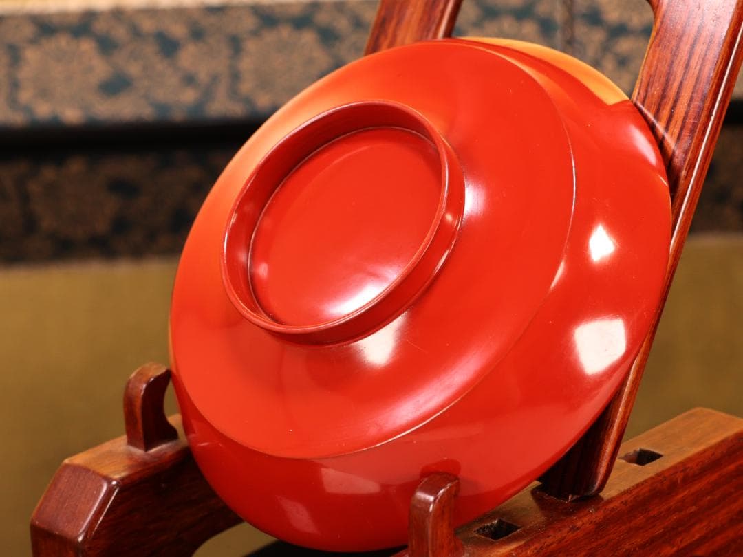 BK422　時代輪島塗　草花図金蒔絵　吸物椀　二客　木製　茶道具 懐石 菓子