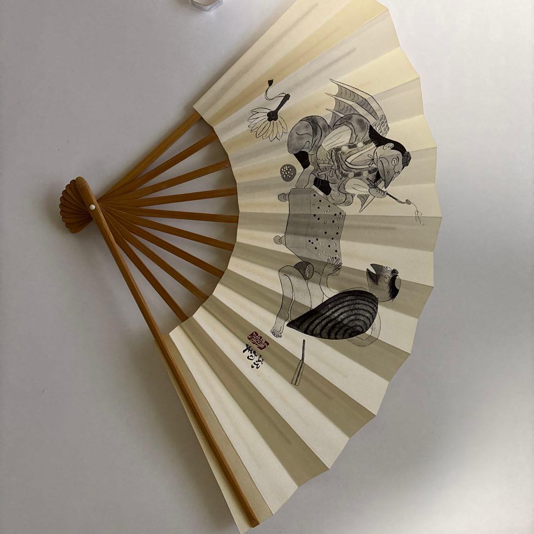 末廣　日本画家　白土会顧問　森緑翠先生筆「天狗河童」対局図　東海囲碁普及会