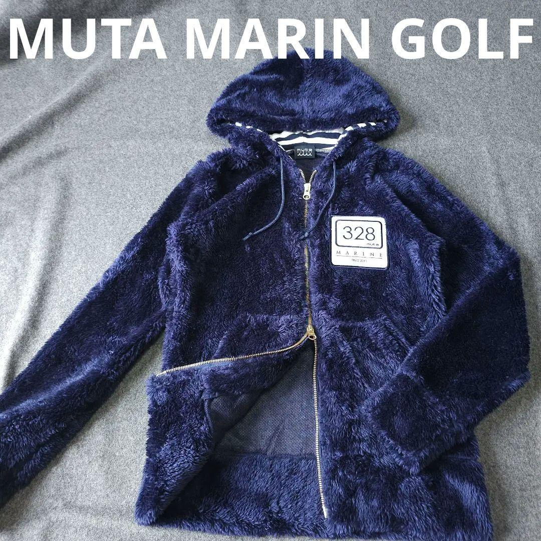 【ムータマリン】人気ラバーロゴ×ボア生地 長袖ゴルフブルゾンパーカーM