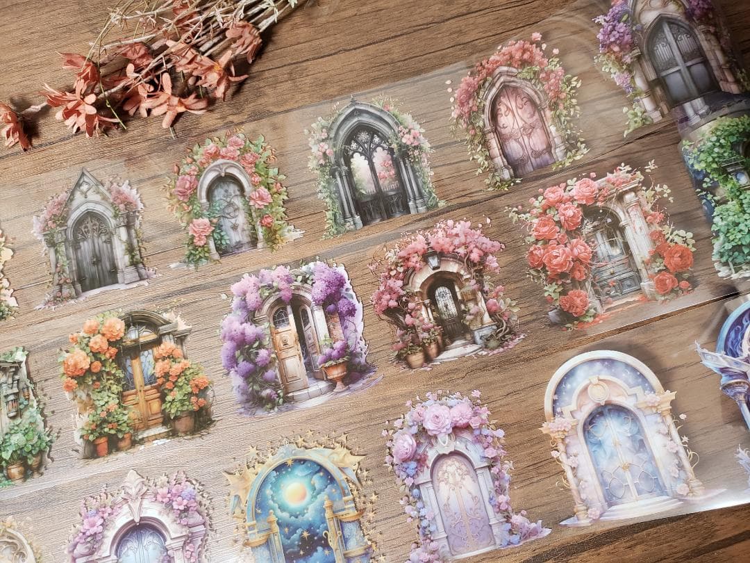 【nene様】「フローラルプリンセス光のフラワードアPETテープ6種」未開封①