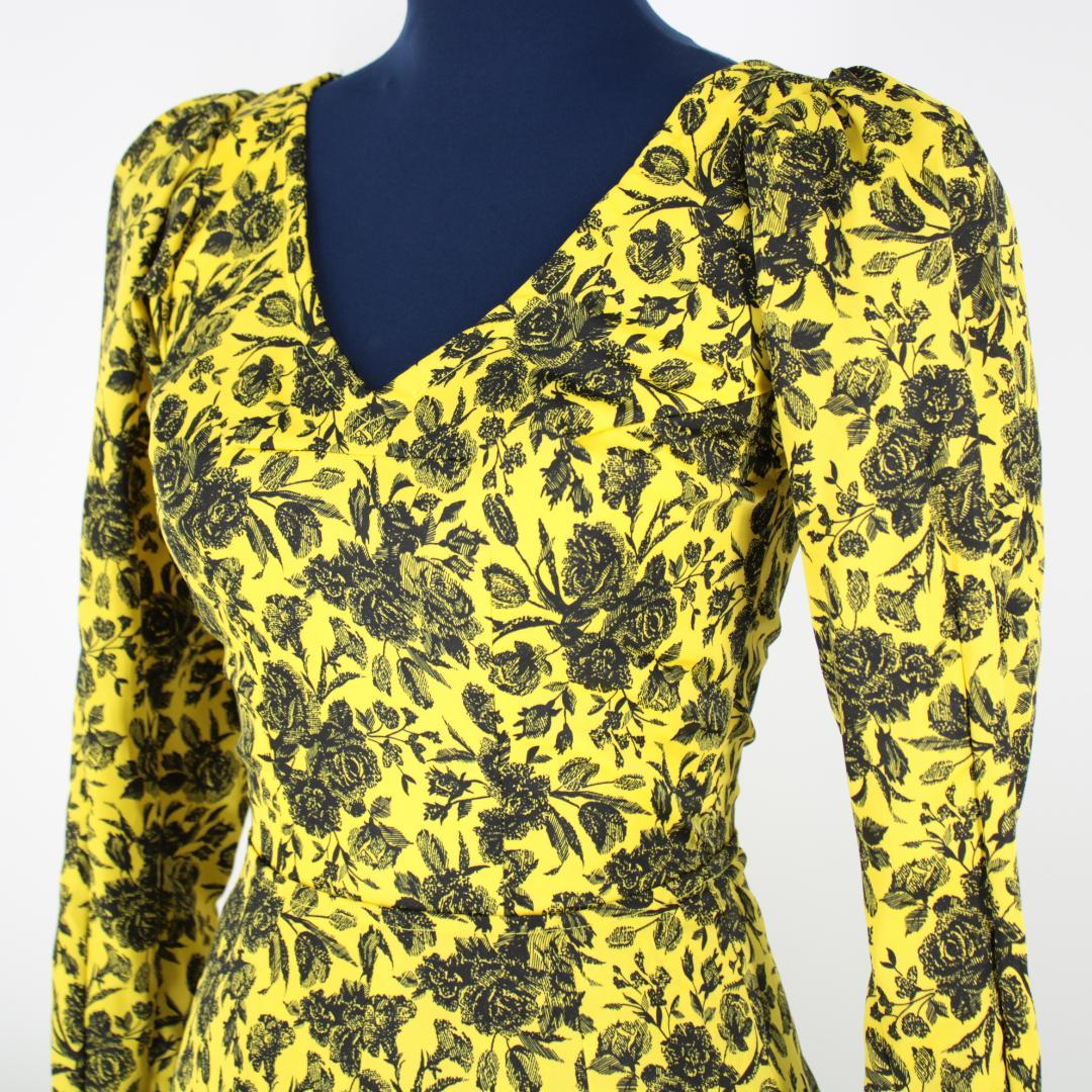 【フラメンコ衣装】イエロー＆ブラック 上下セット ツーピース セットアップ 薔薇