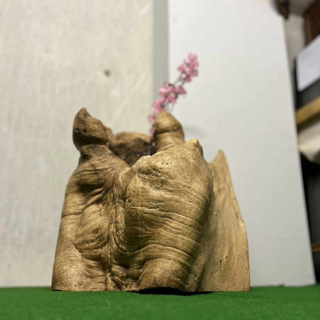 花器　木の根っ子？銅