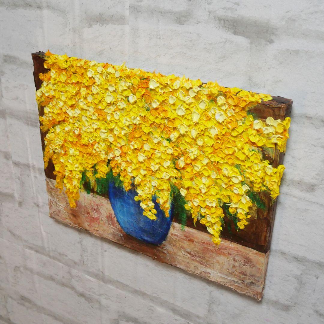 油絵 油彩 油彩画 絵 絵画 【ミモザ】F4号