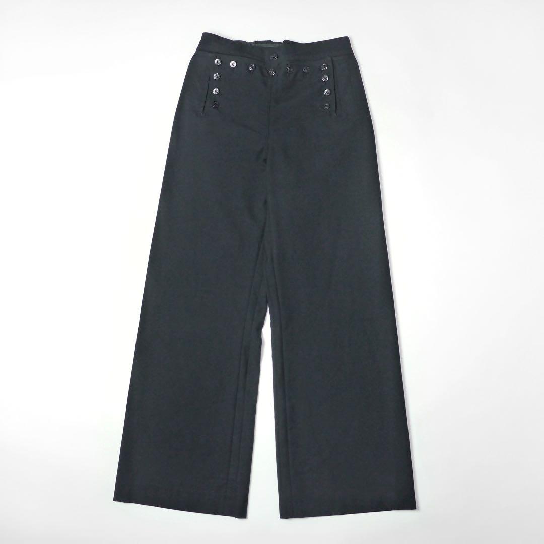 80sビンテージUS NAVYミリタリー ウール セーラーパンツ黒フレア ワイド