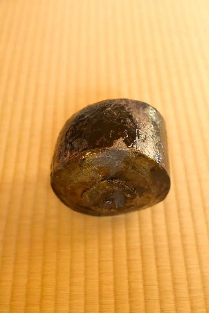 二階堂明弘　益楽黒茶碗　共箱　(益子焼)