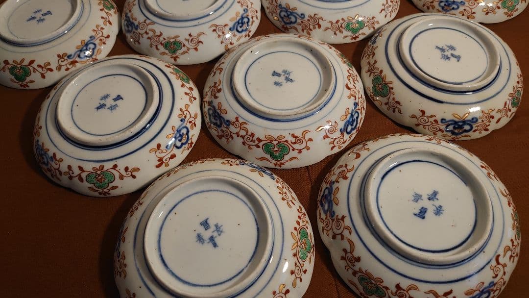 伊万里　古伊万里 　大聖寺伊万里 　 輪華皿 　 明治 　10客