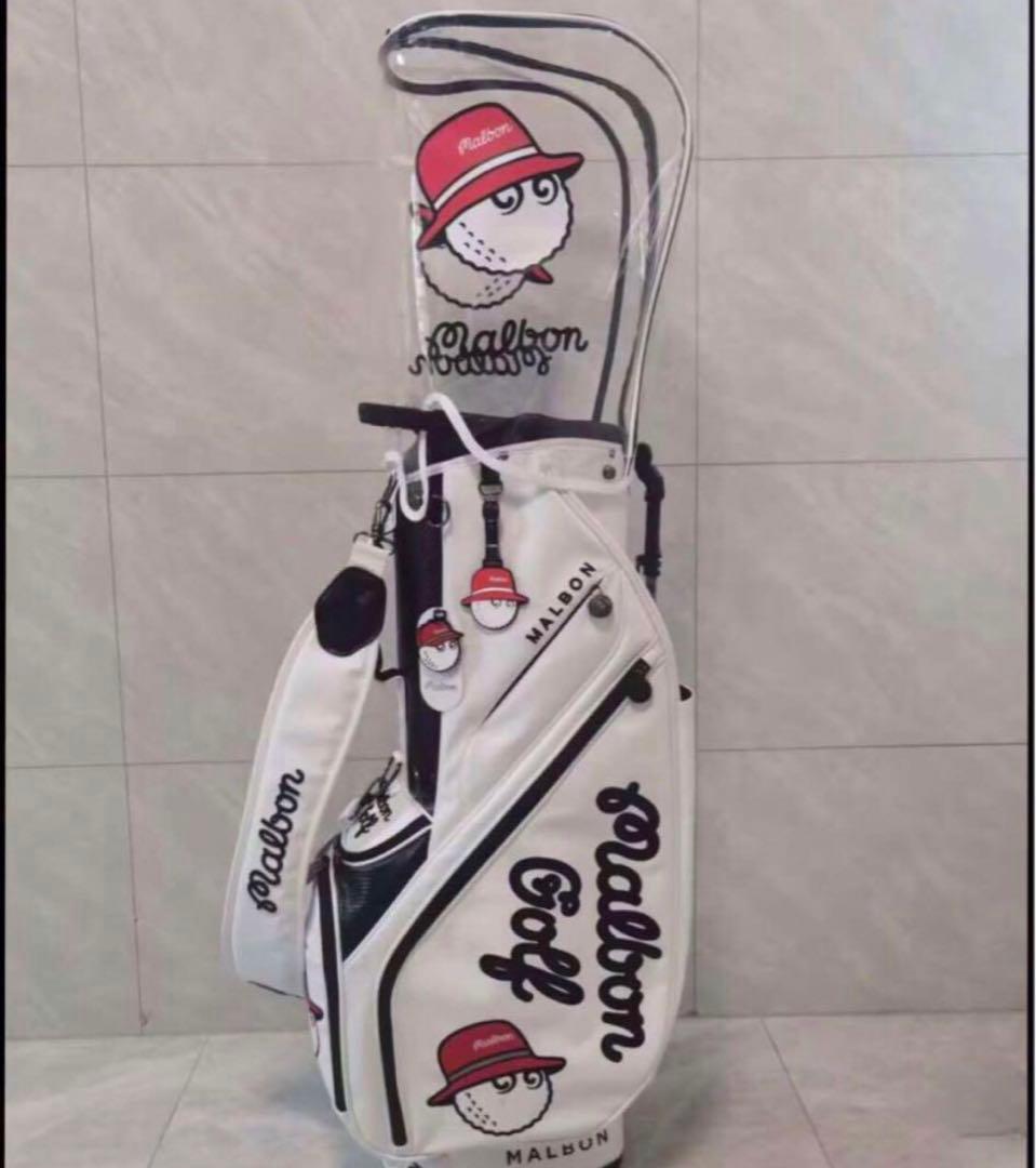 マルボンゴルフ Malbon キャディバッグ 男女兼用 白 マルボン