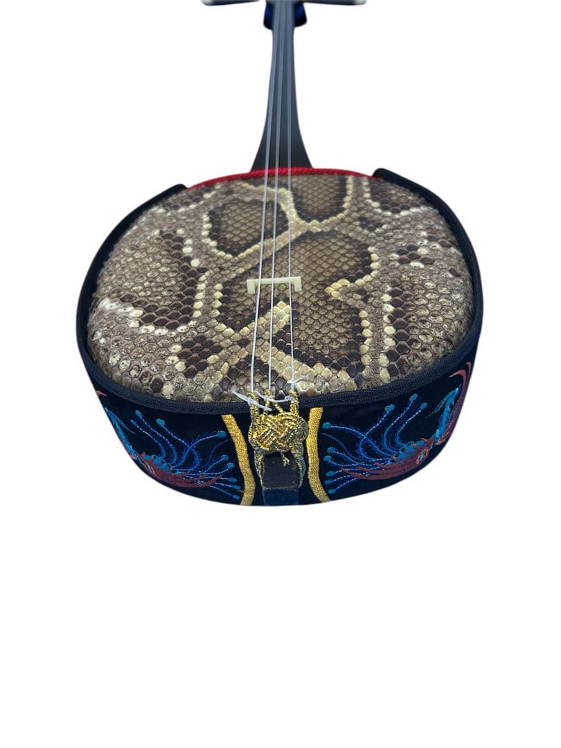 琉球　 沖縄三線 蛇皮 民族楽器　沖縄伝統楽器　バチ・ソフトケース付き