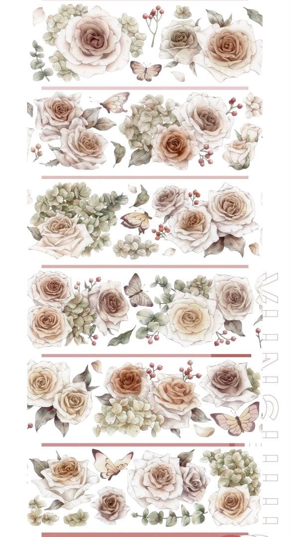 新品　薔薇故事シリーズ　PETマスキングテープ　マステ　5m