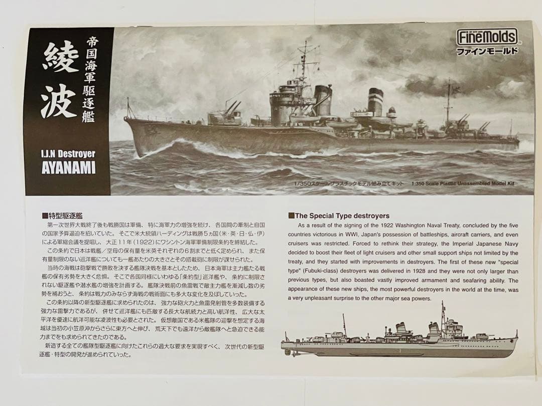 ファインモールド 1／ 350 帝国海軍 特型駆逐艦II型 綾波FW1プラモデル