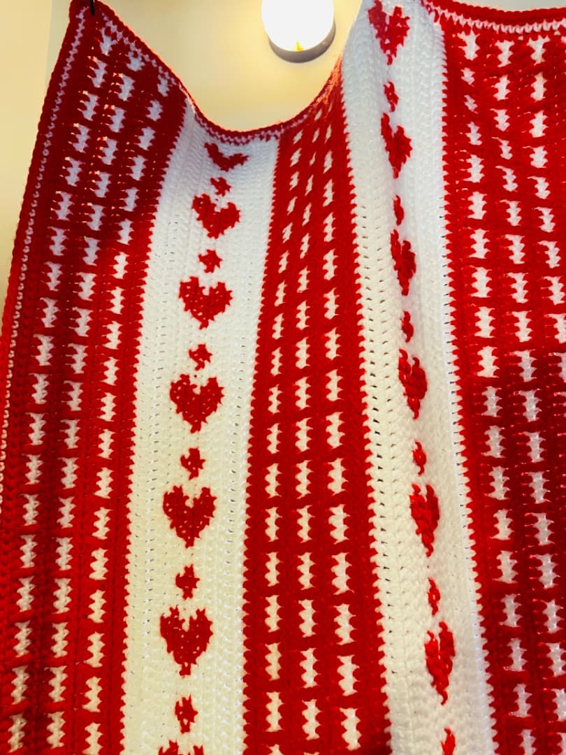 【USA vintage】グラニーブランケット　ハート柄