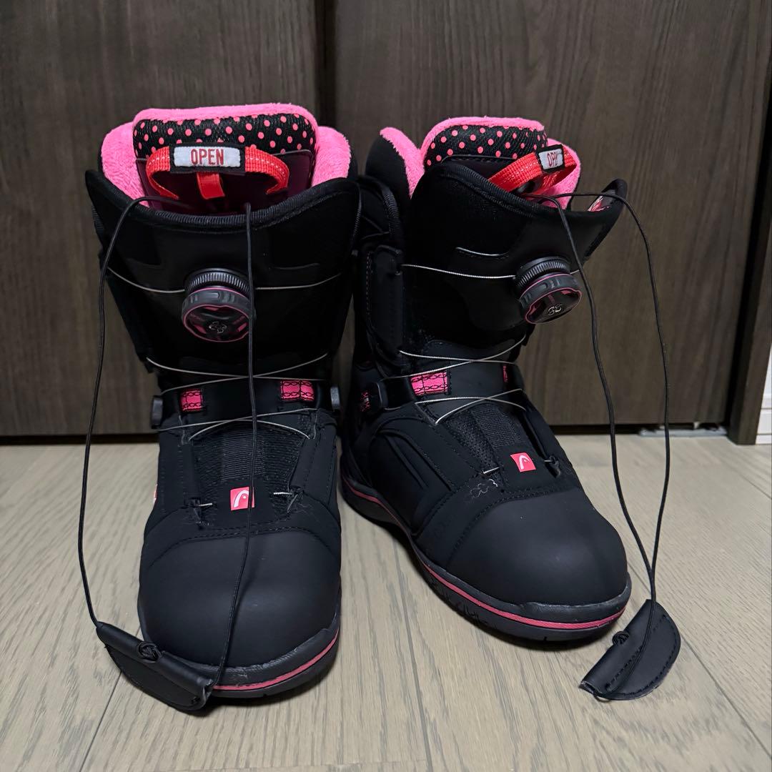 女性用スノーボードブーツ ブラック/ピンク 23cm