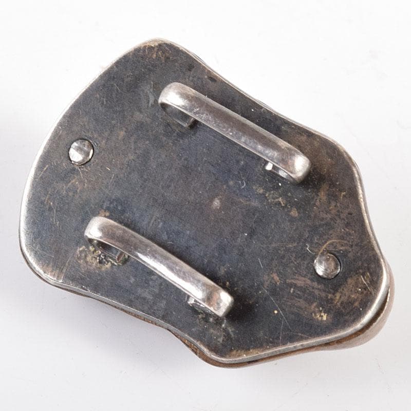 スー 時代金工　和装小物　古銅　能面帯留　時代箱付　M　R4979