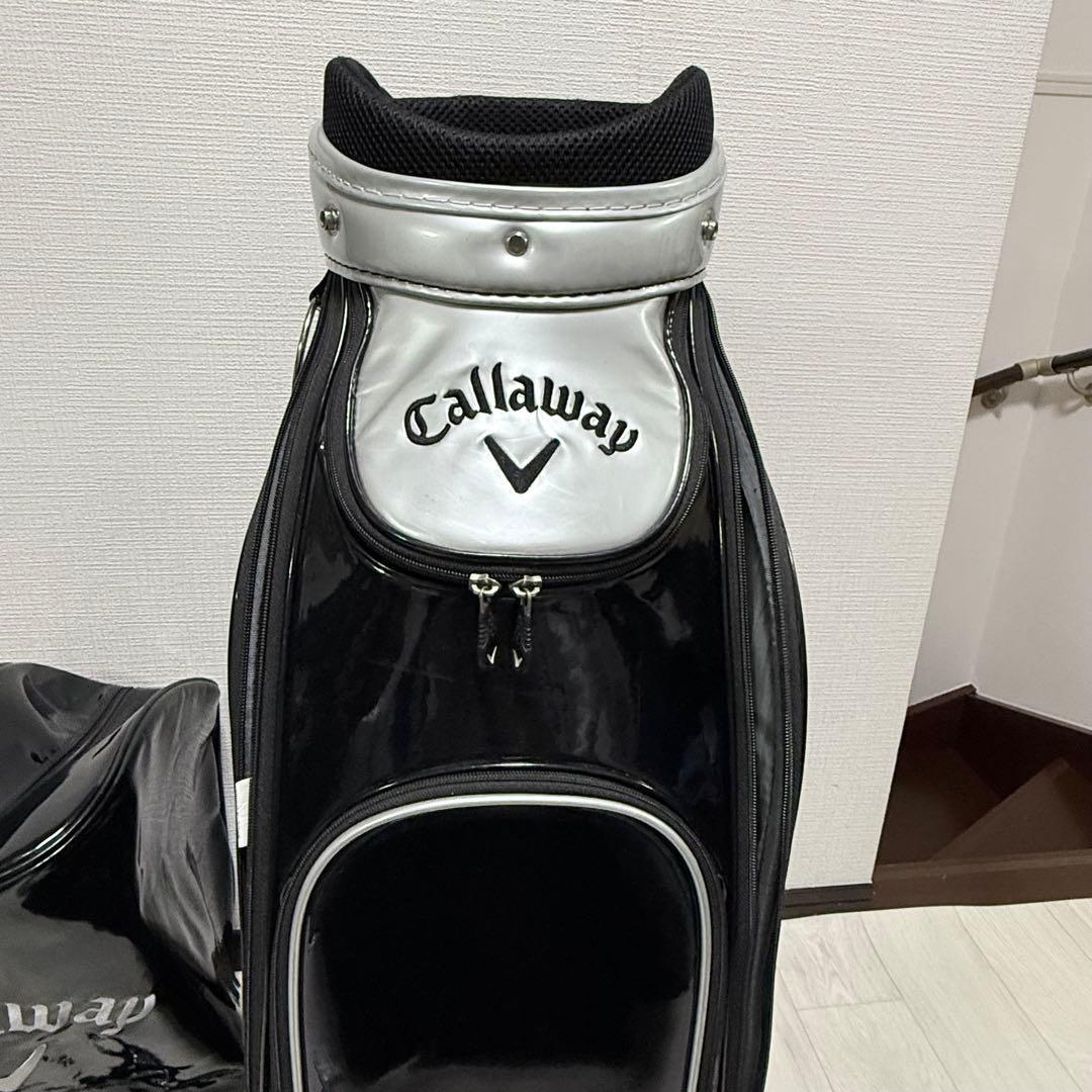 美品キャロウェイ　ド迫力大きめキャディバッグ　エナメル　9型　ブラック×シルバー