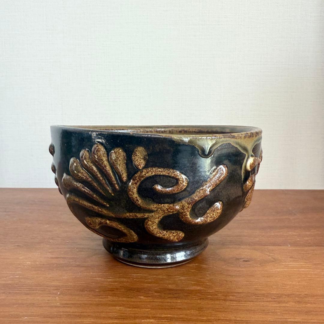 【名工】照屋佳信作 壺屋焼（やちむん）抹茶碗 2客セット 夫婦茶碗 希少 古作