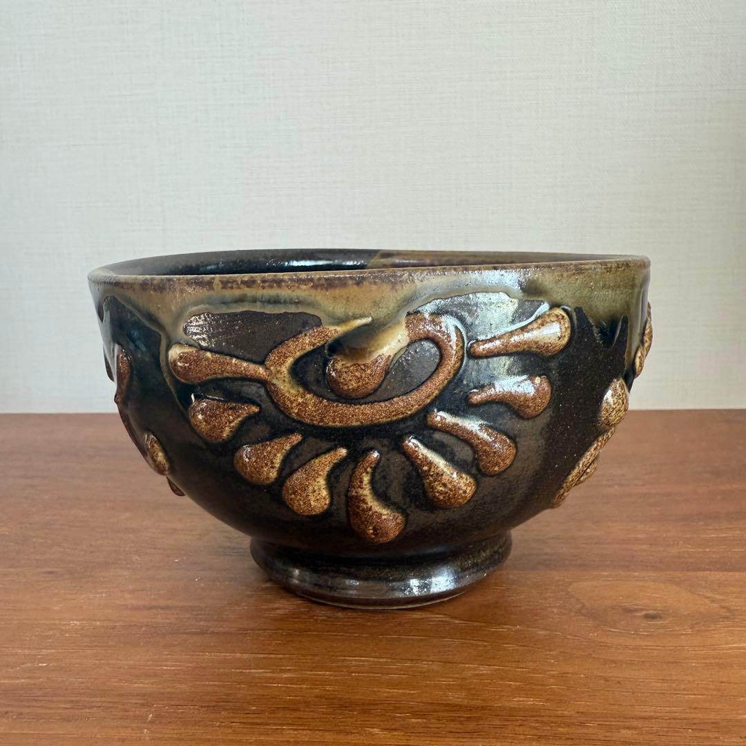 【名工】照屋佳信作 壺屋焼（やちむん）抹茶碗 2客セット 夫婦茶碗 希少 古作