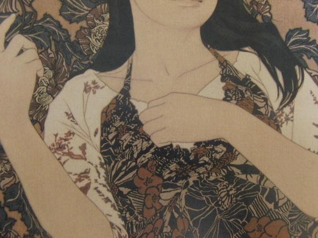 池永康晟、【木綿と指・真美】、希少な額装用画集より、新品額装付