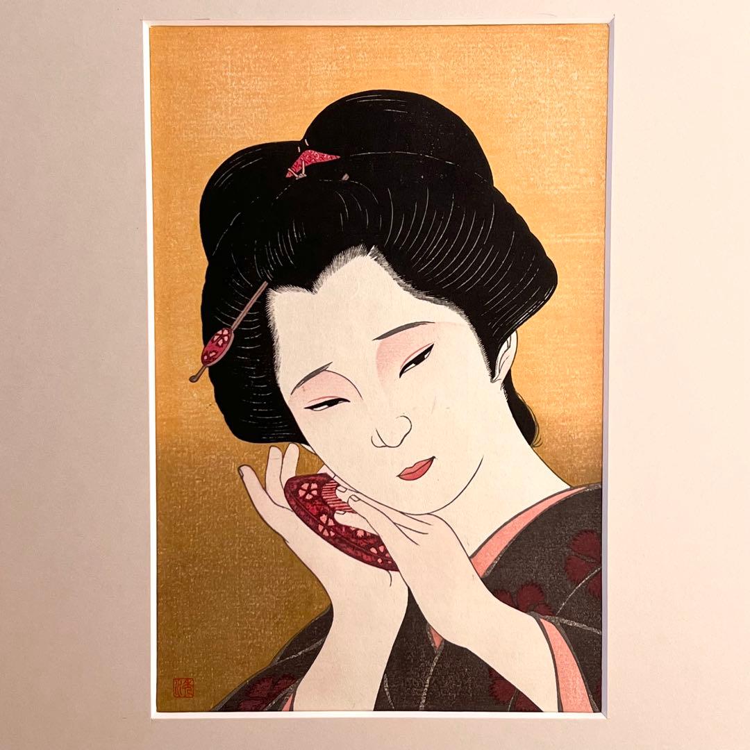 【証明書・箱付き】瀧秀水　木版画　浮世絵　美人画　想い　限定品　日本画　伝統美術