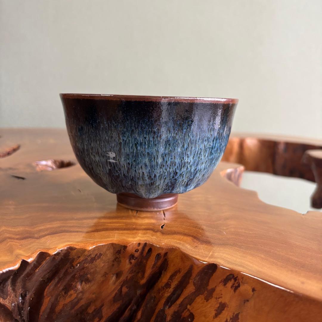 秋田 白岩焼 久右衛門窯 雲雀亮一 抹茶碗 茶道具 共箱(89)