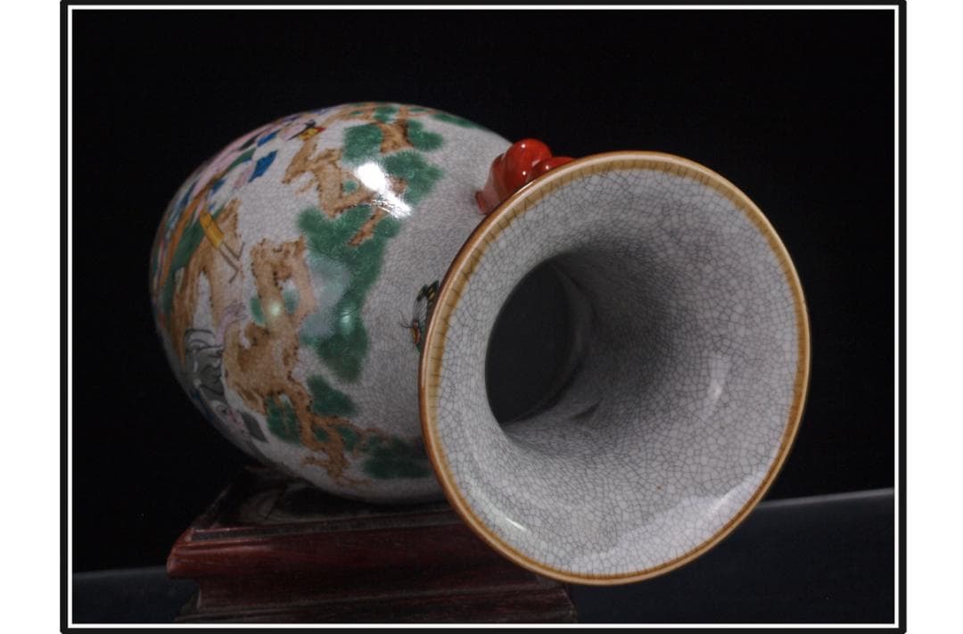 中国 清時代　在銘手描き花瓶 美術品　激安骨董品 DE1002B14-4