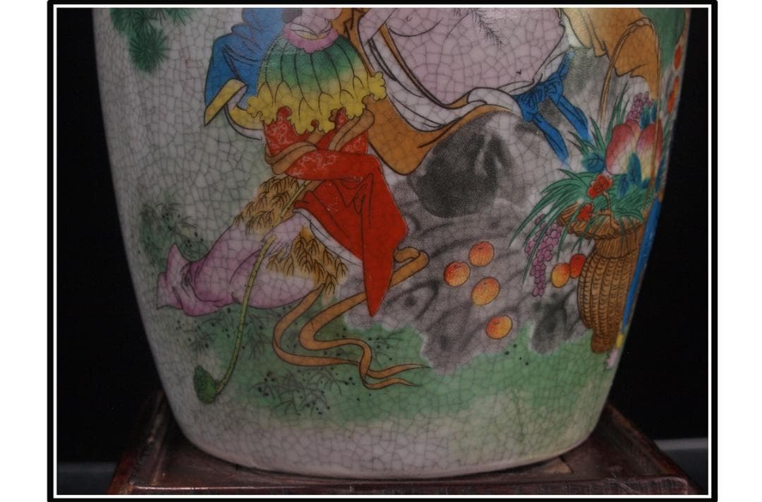 中国 清時代　在銘手描き花瓶 美術品　激安骨董品 DE1002B14-4