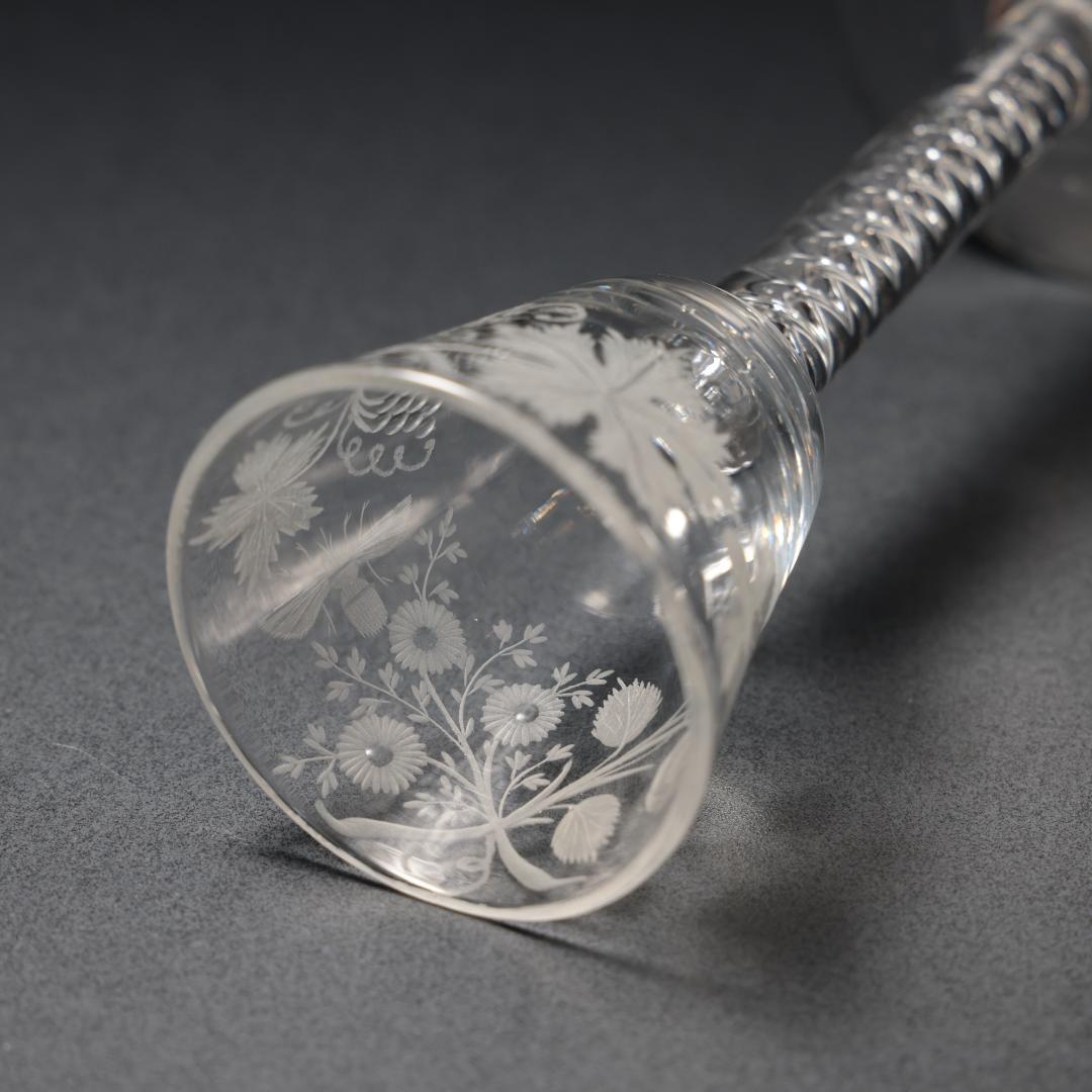 アンティークグラス　ジャコバイト　葡萄と蜂　ツイストステムR1542ダI