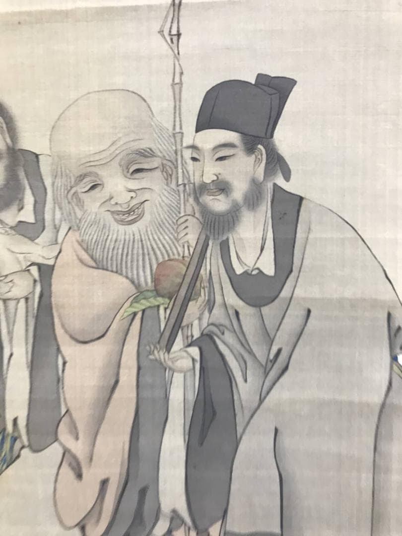 【真作】浅野雄飛/三星図/掛軸☆宝船☆AD-695