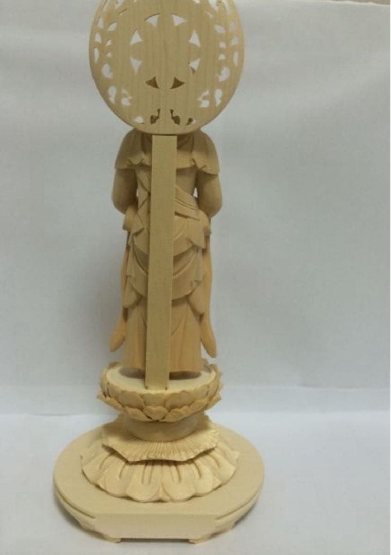 新品　桧木 観音勢至 27cm 仏像木彫り