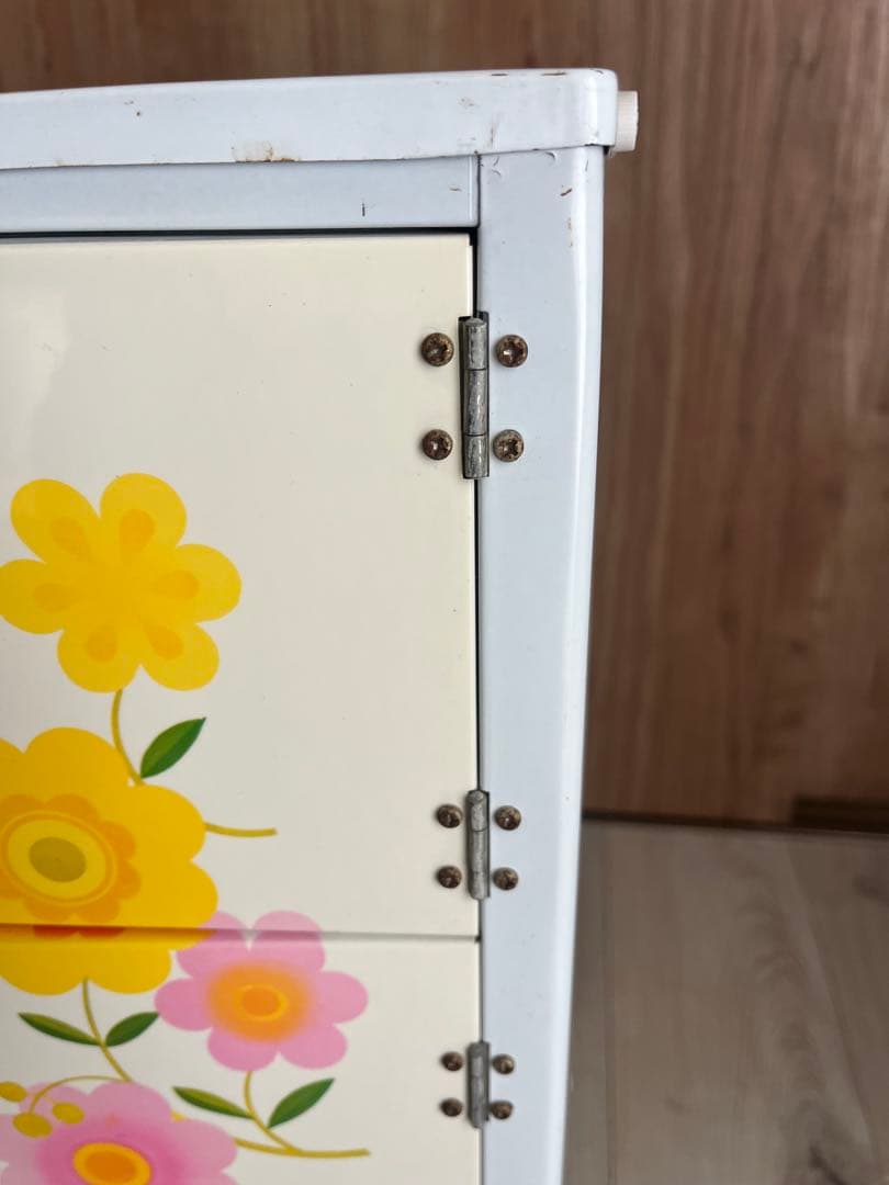 昭和レトロ　食品蚊帳　花柄　スチール　HOPE