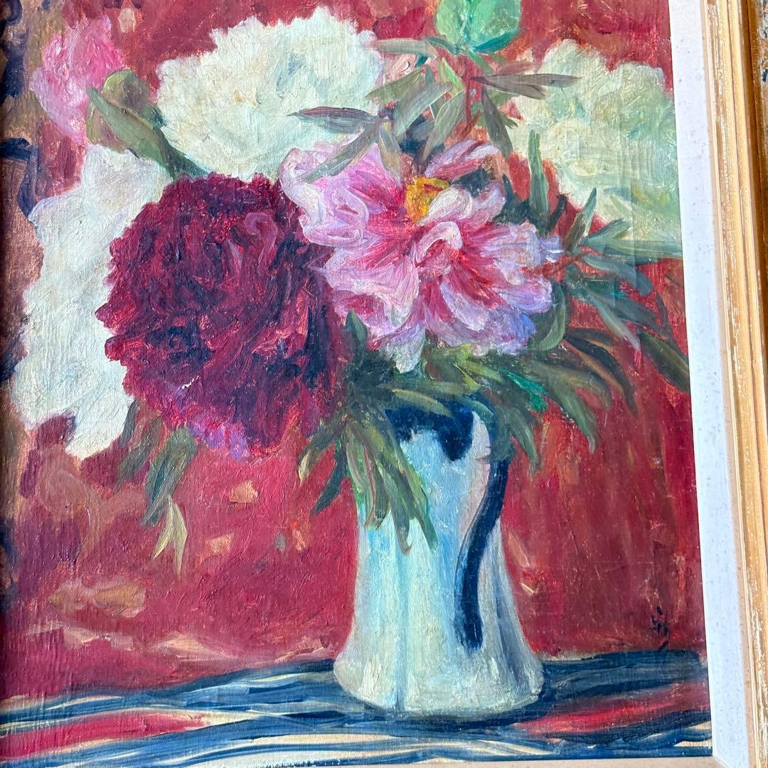 古家新「牡丹」 絵画 油彩画 油絵 額装 絵画 C