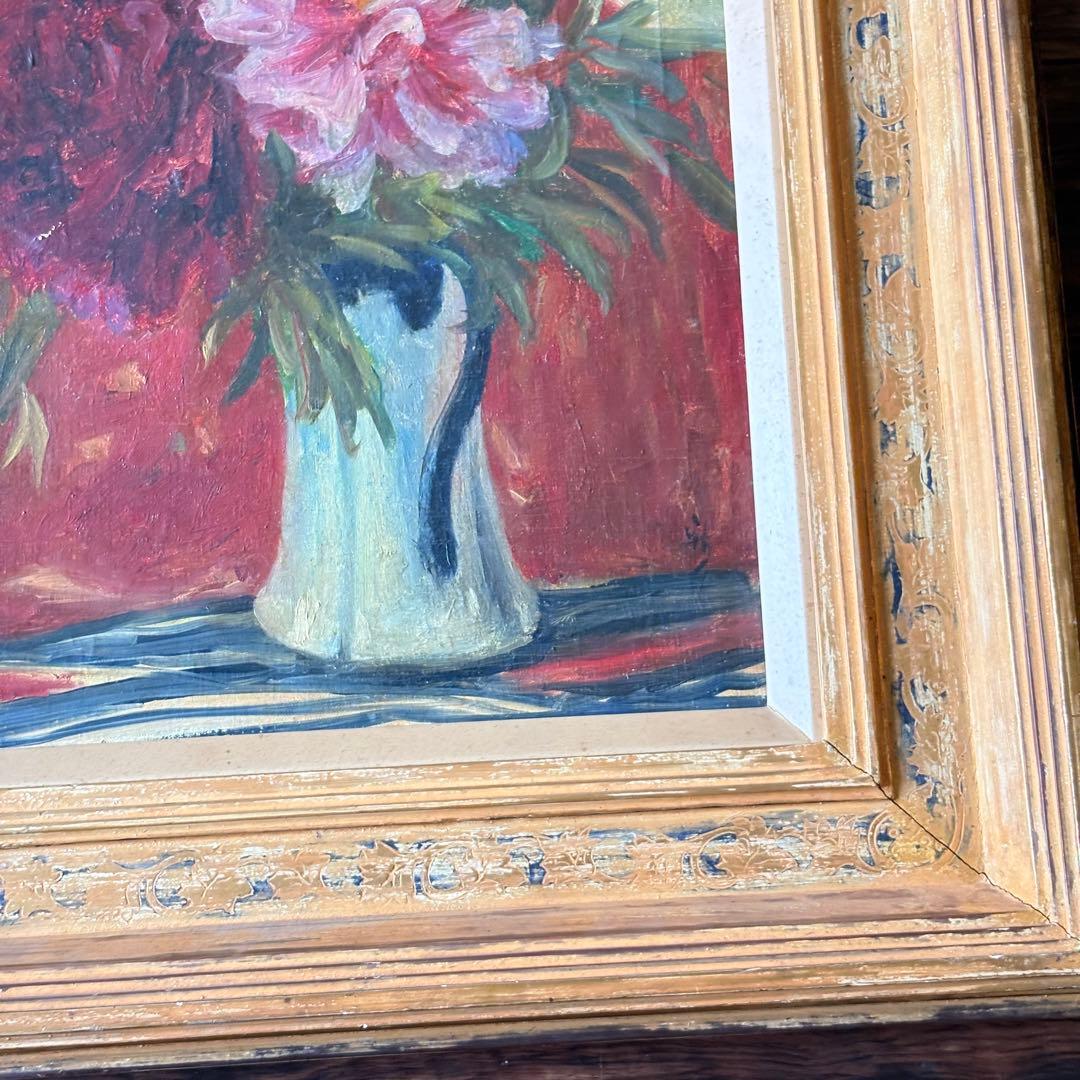 古家新「牡丹」 絵画 油彩画 油絵 額装 絵画 C